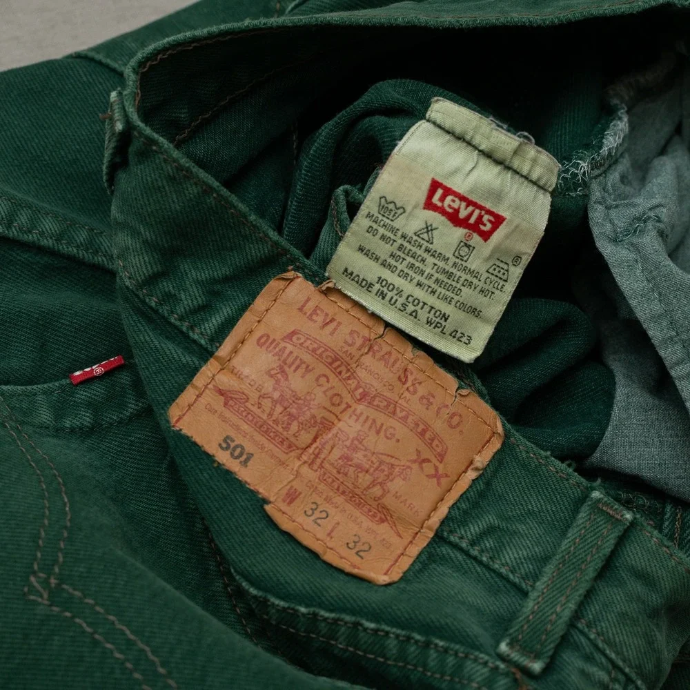 Vintage 90s Levis 501 XX Bright Forest Green USA Made 30